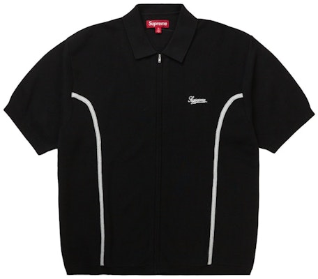 Supreme Piping Zip Up Polo Black Buy Supreme Piping Zip Up Polo Black