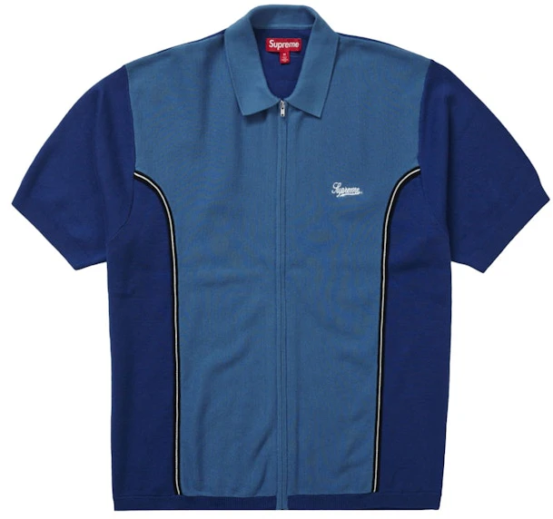 supreme-piping-zip-up-polo-dark-blue