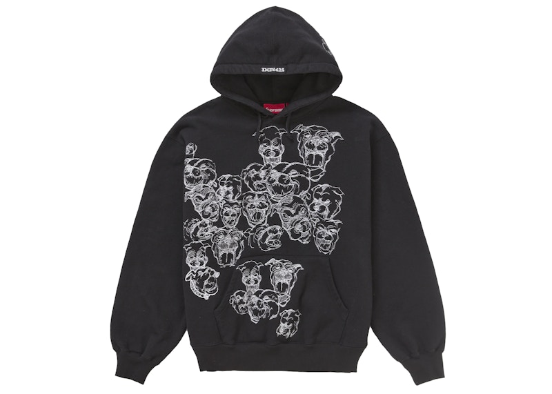 Supreme Pitbulls Embroidered Hooded Sweatshirt Black