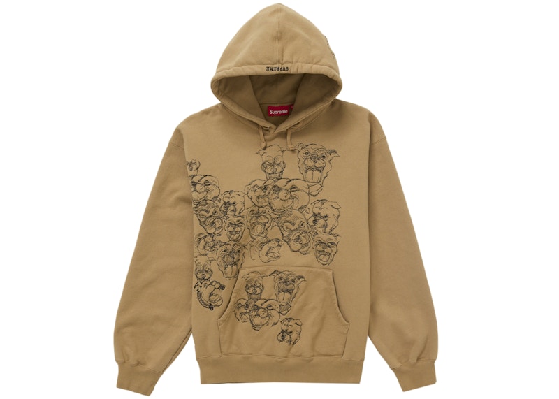 Supreme Pitbulls Embroidered Hooded Sweatshirt Brown