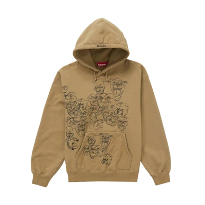 Supreme Pitbulls Embroidered Hooded Sweatshirt Brown