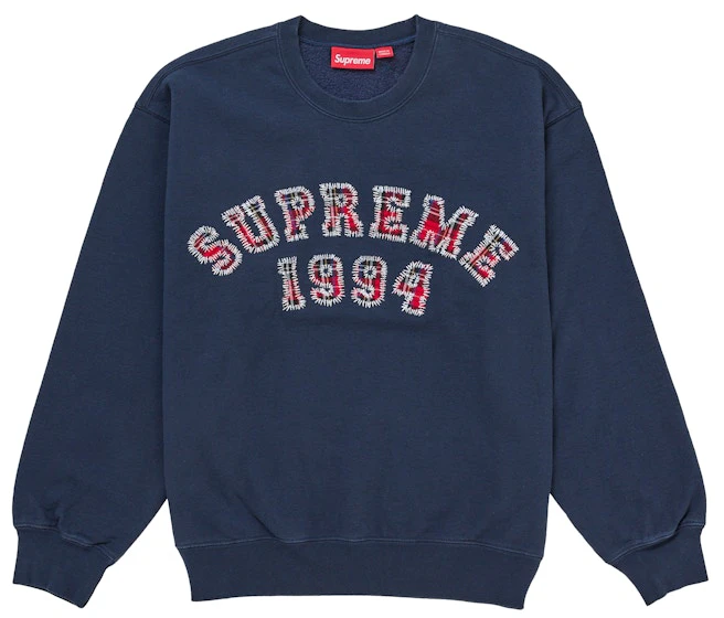 supreme-plaid-arc-crewneck-navy