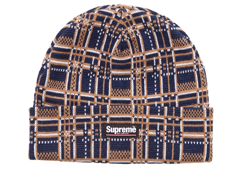 Buy Supreme Gorro de Lana Cuadros Azul Marino
