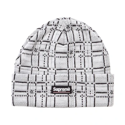 Supreme Plaid Beanie White