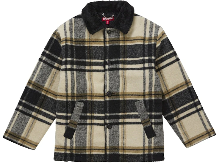 supreme-plaid-car-coat-cream