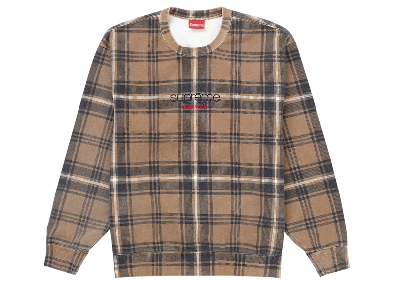 Supreme Plaid Crewneck Brown