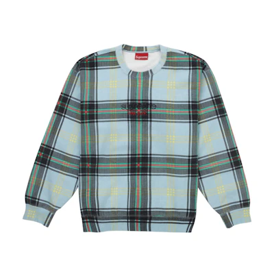 Supreme Plaid Crewneck Light Blue