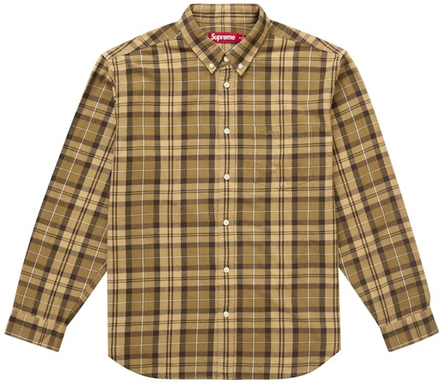supreme-plaid-flannel-shirt-fw-24-tan