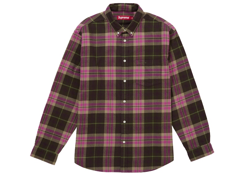 Supreme Plaid Flannel Shirt (FW25) Brown