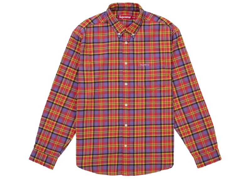 Supreme Plaid Flannel Shirt (FW25) Orange