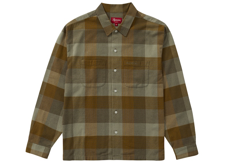 Supreme Plaid Flannel Shirt Olive