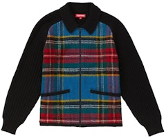 Supreme Plaid Front Zip Sweater Black Supreme Plaid Front Zip Sweater Black