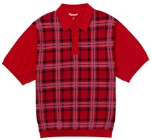 Supreme Plaid Knit S/S Polo Red Supreme Plaid Knit S/S Polo Red