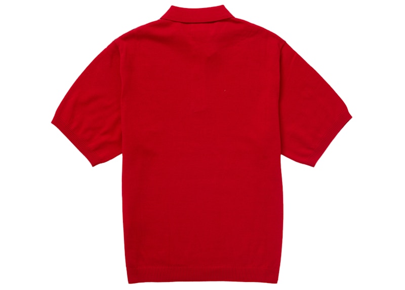 Order 슈프림 플래드 니트 반팔 폴로 레드