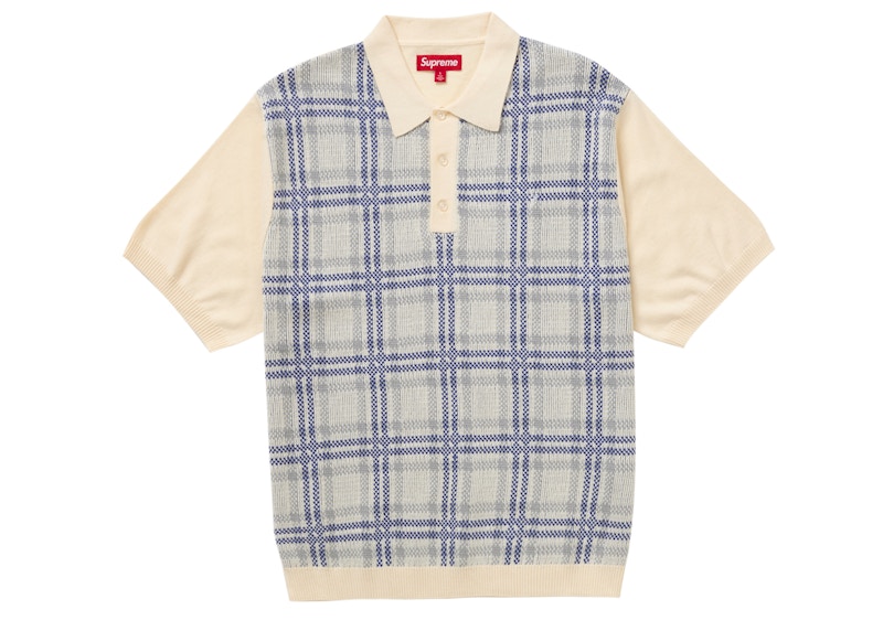 Supreme Plaid Knit S S Polo White