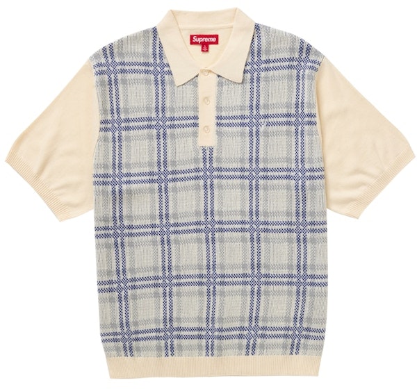 supreme-plaid-knit-s-s-polo-white