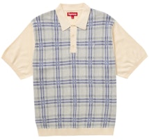 Supreme Plaid Knit S S Polo White Supreme Plaid Knit S S Polo White
