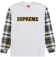 Supreme Plaid Sleeve L/S Tee Ash Grey Supreme Plaid Sleeve L/S Tee Ash Grey