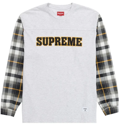 Supreme Baju Lengan Panjang Kelabu dengan Lengan Corak Kotak-kotak Buy Supreme Baju Lengan Panjang Kelabu dengan Lengan Corak Kotak-kotak