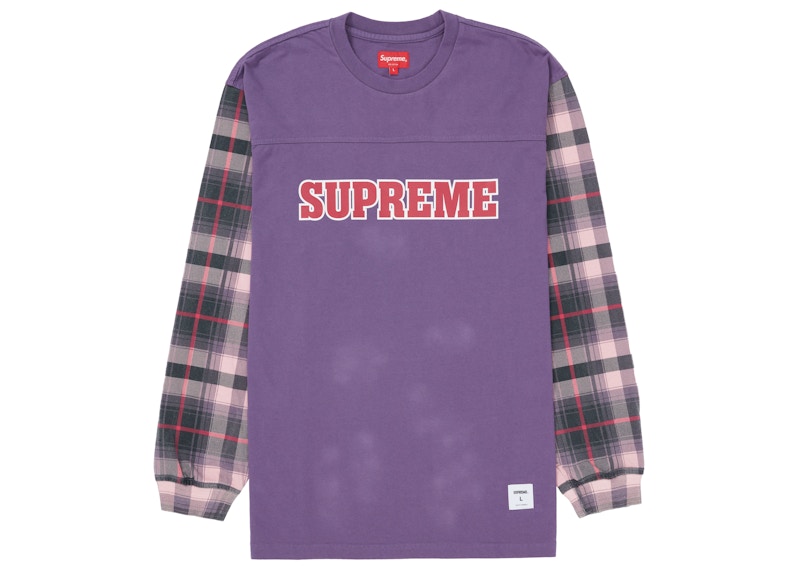 Supreme Plaid Sleeve L/S Tee Dusty Purple