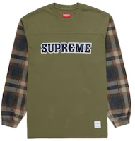 Supreme Plaid Sleeve L/S Tee Light Olive Supreme Plaid Sleeve L/S Tee Light Olive