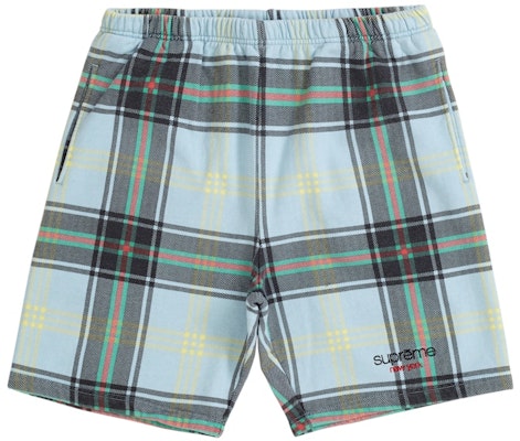 Supreme Plaid Sweatshort Light Blue Buy Supreme Plaid Sweatshort Light Blue