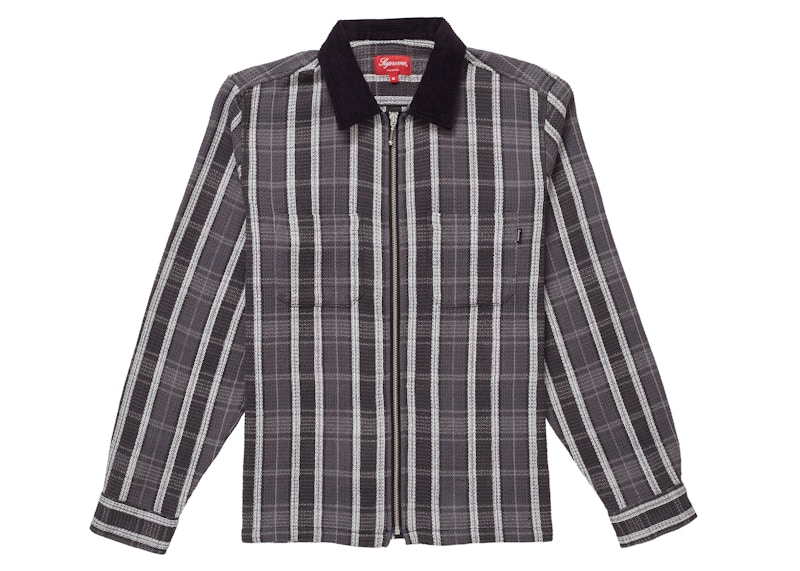 Supreme Plaid Thermal Zip Up Shirt Black