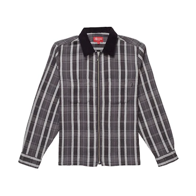 Supreme Plaid Thermal Zip Up Shirt Black