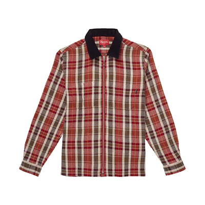 Supreme Plaid Thermal Zip Up Shirt Dusty Red