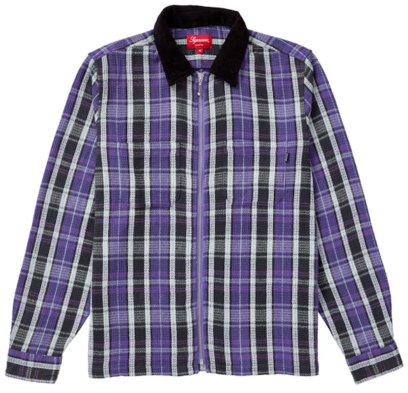 supreme-plaid-thermal-zip-up-shirt-purple