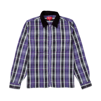 Supreme Plaid Thermal Zip Up Shirt Purple