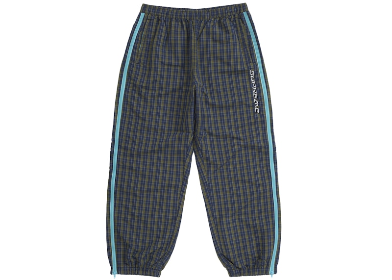Supreme Plaid Warm Up Pant Navy