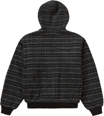Supreme Plaid Wool Hooded Work Jacket Black - Novelship