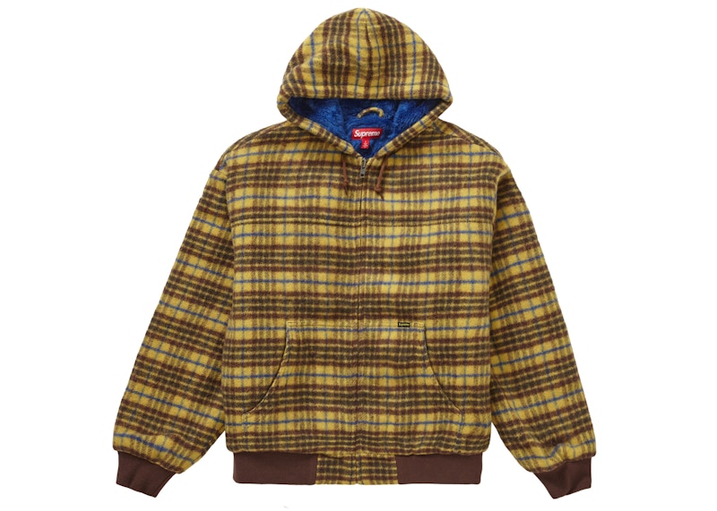 Buy Supreme Plaid Wool Hooded Work Jacket Brown - Novelship