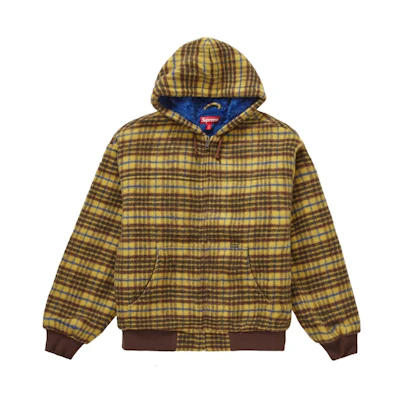 Supreme Plaid Wool Hooded Work Jacket Brown