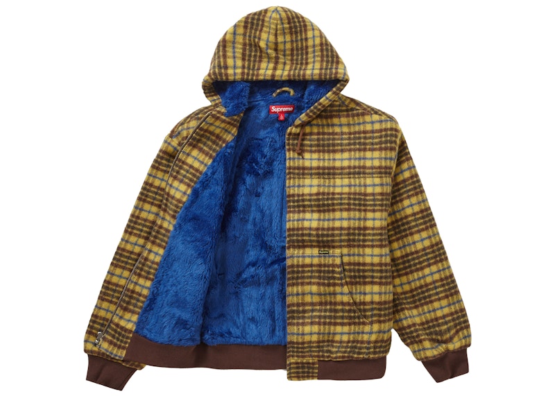 Buy Supreme Plaid Wool Hooded Work Jacket Brown - Novelship