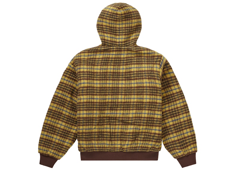 Buy Supreme Plaid Wool Hooded Work Jacket Brown - Novelship