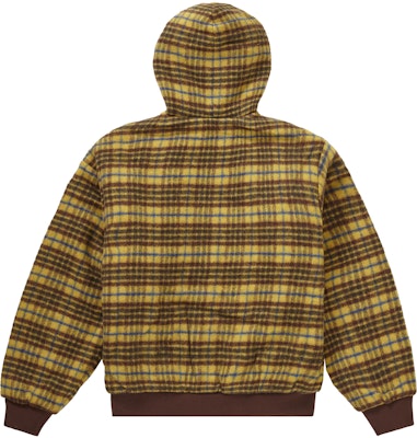 Supreme Plaid Wool Hooded Work Jacket Brown