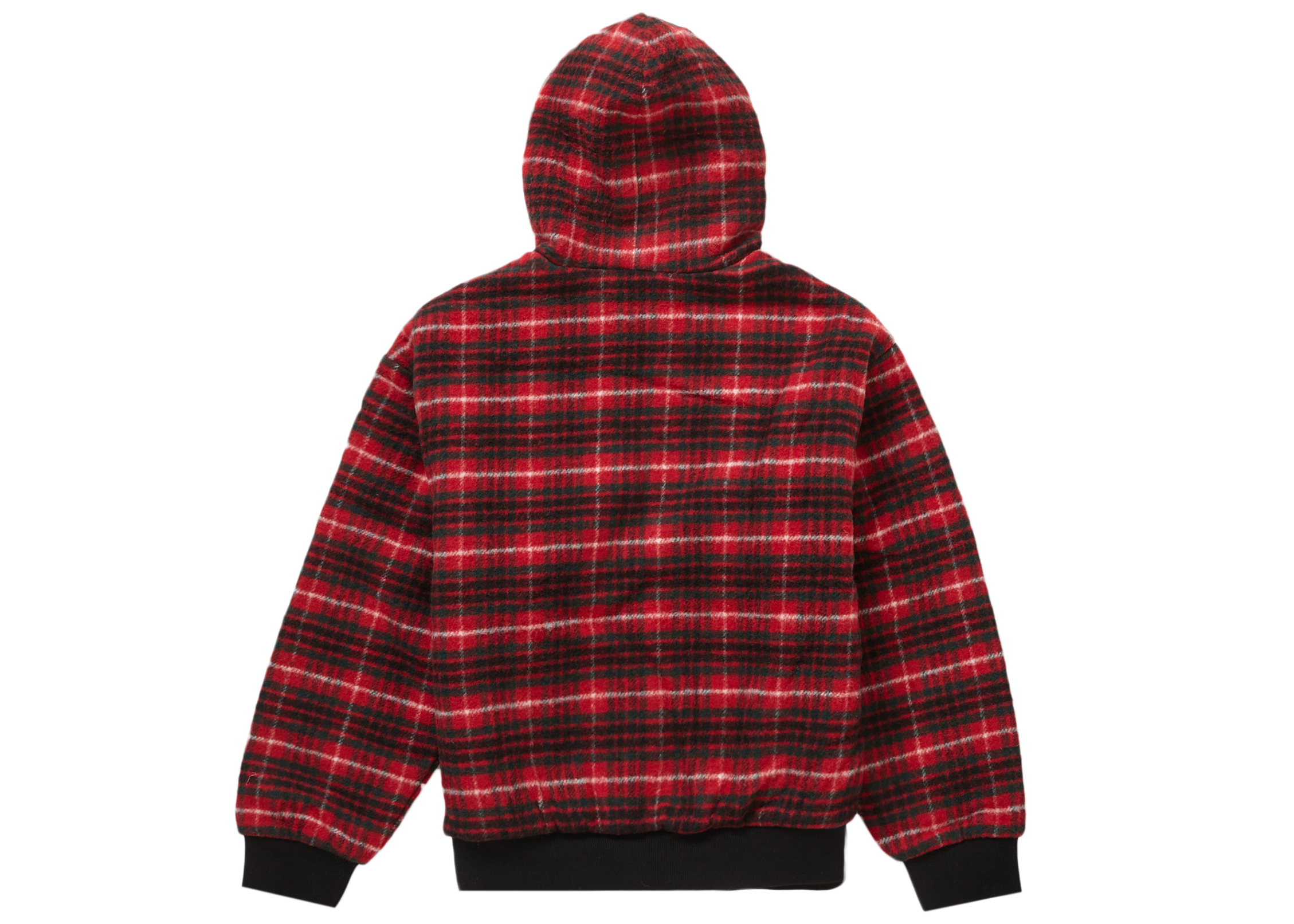 Buy Supreme Plaid Wool Hooded Work Jacket Red - Novelship