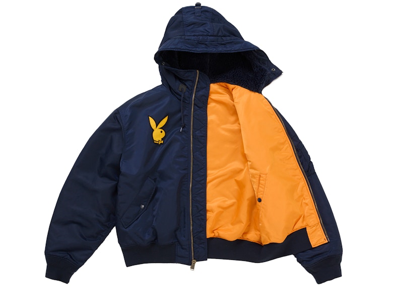 Lookbook シュプリーム プレイボーイ フーデッド MA-1 ネイビー