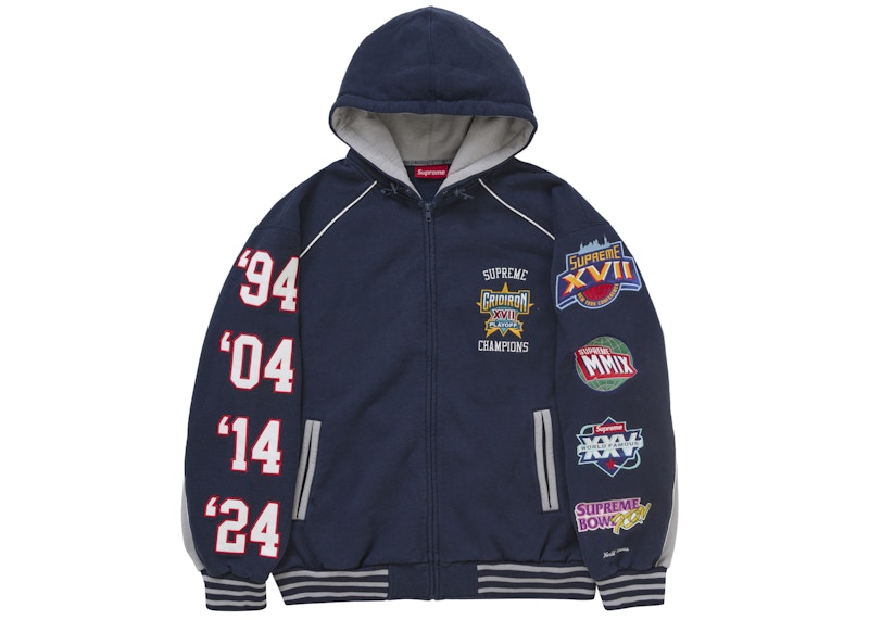 Supreme Playoffs Zip Up Hooded Sweatshirt Navy
