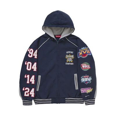 Supreme Playoffs Zip Up Hooded Sweatshirt Navy