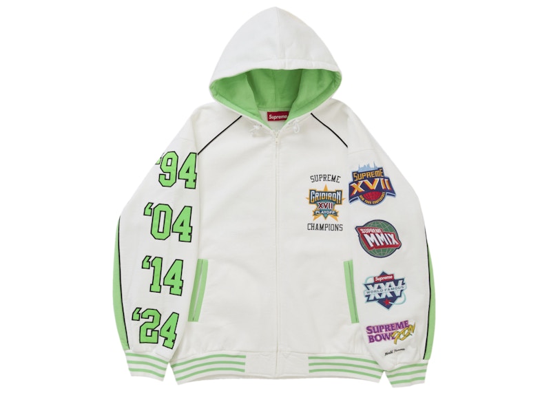 Supreme Playoffs Zip Up Hooded Sweatshirt White