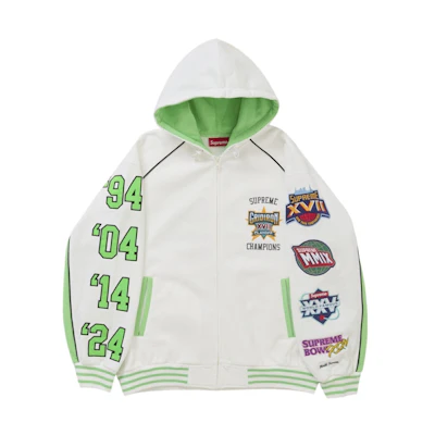 Supreme Playoffs Zip Up Hooded Sweatshirt White
