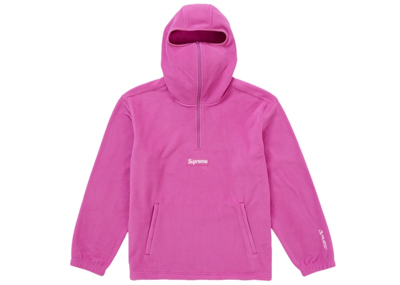 Supreme Polartec Face Mask Half Zip Hooded Sweatshirt Pink
