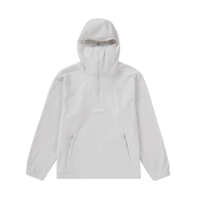 Supreme Polartec Facemask Half Zip Hooded Sweatshirt Light Grey