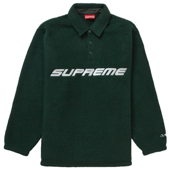 supreme-polartec-l-s-polo-dark-green