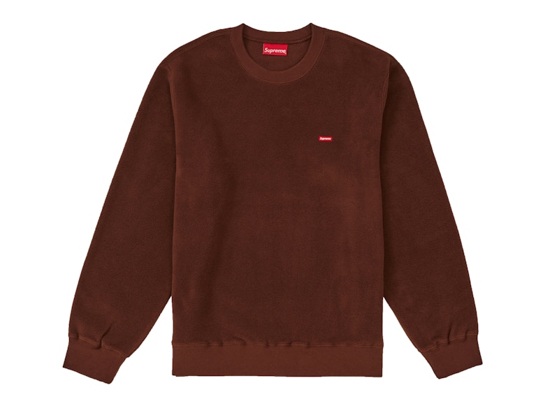 Supreme Polartec Small Box Crewneck Sweatshirt Brown