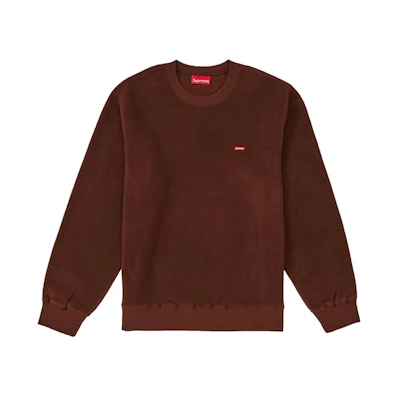 Supreme Polartec Small Box Crewneck Sweatshirt Brown