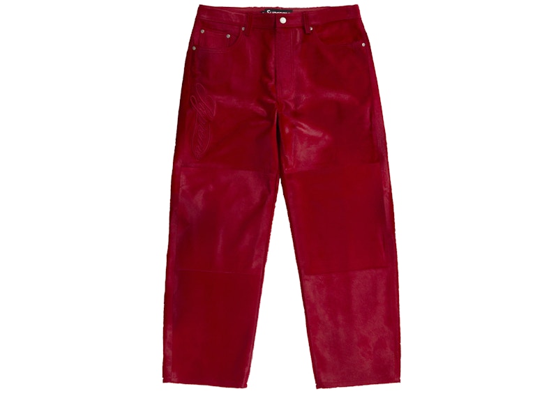 Supreme Ponyhair Loose Fit 5-Pocket Jean Red
